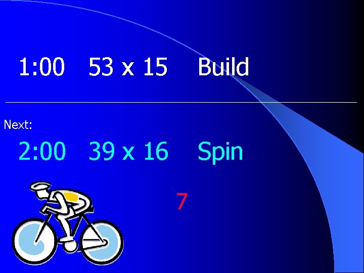 1: 00 53 x 15 Build Next: 2: 00 39 x 16 Spin 7
