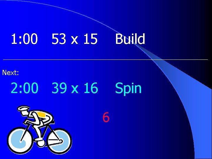 1: 00 53 x 15 Build Next: 2: 00 39 x 16 Spin 6