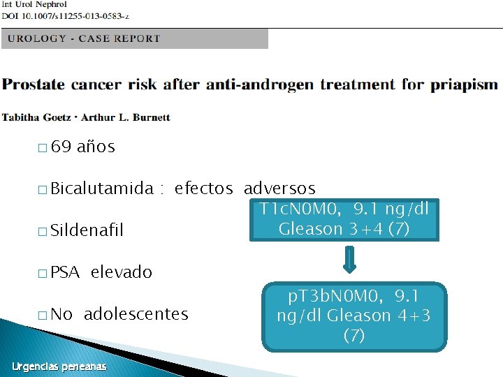 � 69 años � Bicalutamida � Sildenafil � PSA � No : efectos adversos � 69 años � Bicalutamida � Sildenafil � PSA � No : efectos adversos