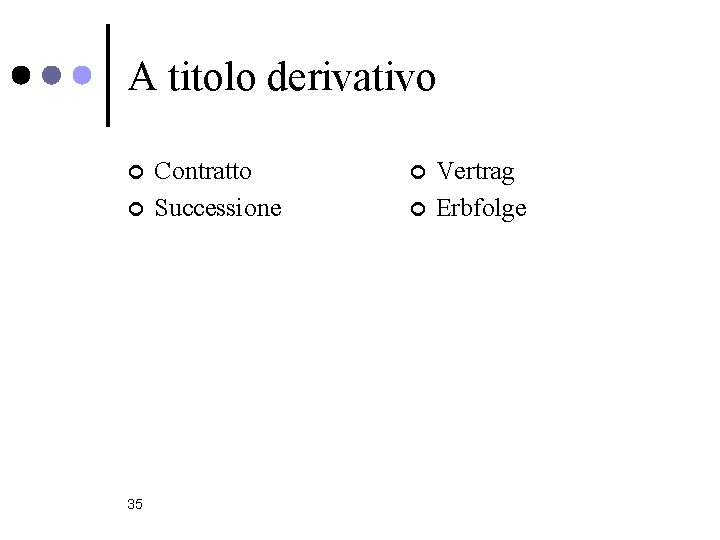 A titolo derivativo ¢ ¢ 35 Contratto Successione ¢ ¢ Vertrag Erbfolge 