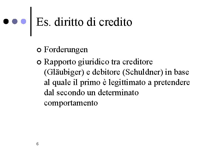 Es. diritto di credito Forderungen ¢ Rapporto giuridico tra creditore (Gläubiger) e debitore (Schuldner)