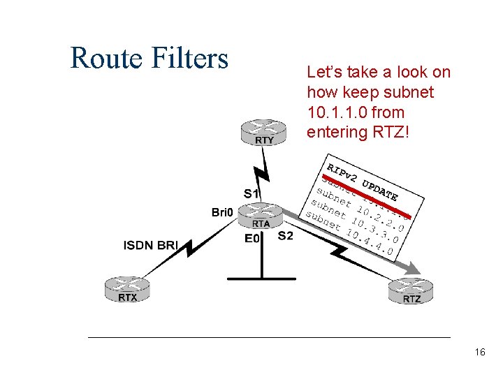 Route Filters Let’s take a look on how keep subnet 10. 1. 1. 0