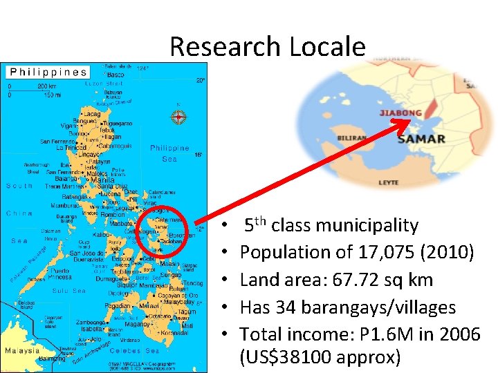 Research Locale • • • 5 th class municipality Population of 17, 075 (2010)