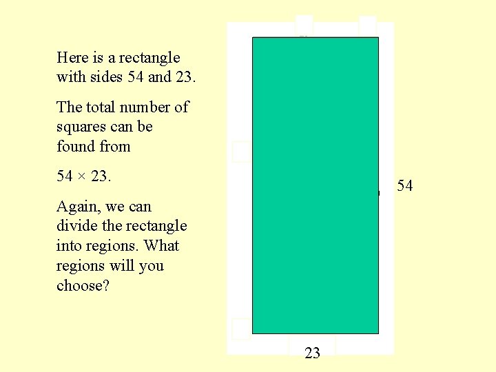 Here is a rectangle with sides 54 and 23. The total number of squares