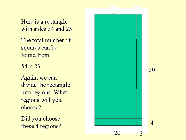 Here is a rectangle with sides 54 and 23. The total number of squares