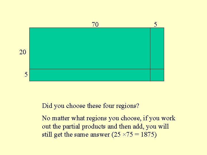 70 5 20 5 Did you choose these four regions? No matter what regions