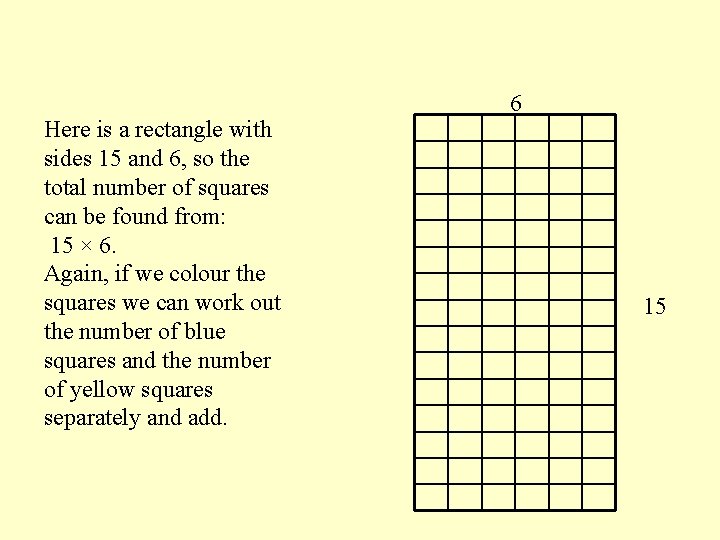 6 Here is a rectangle with sides 15 and 6, so the total number