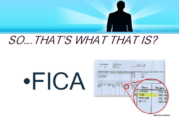 SO…. THAT’S WHAT THAT IS? • FICA 