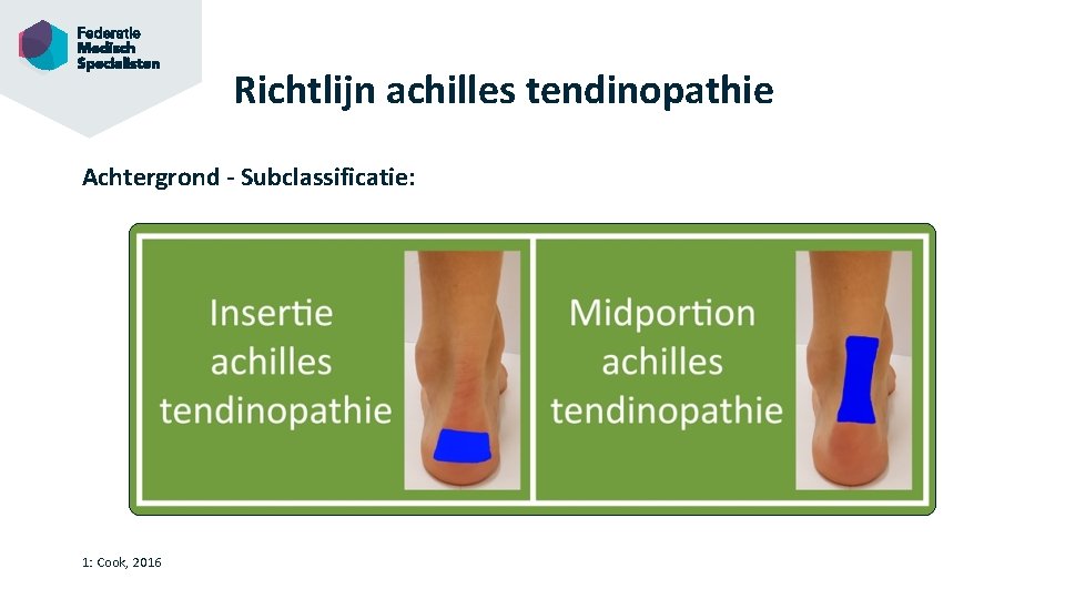 Richtlijn achilles tendinopathie Achtergrond - Subclassificatie: 1: Cook, 2016 