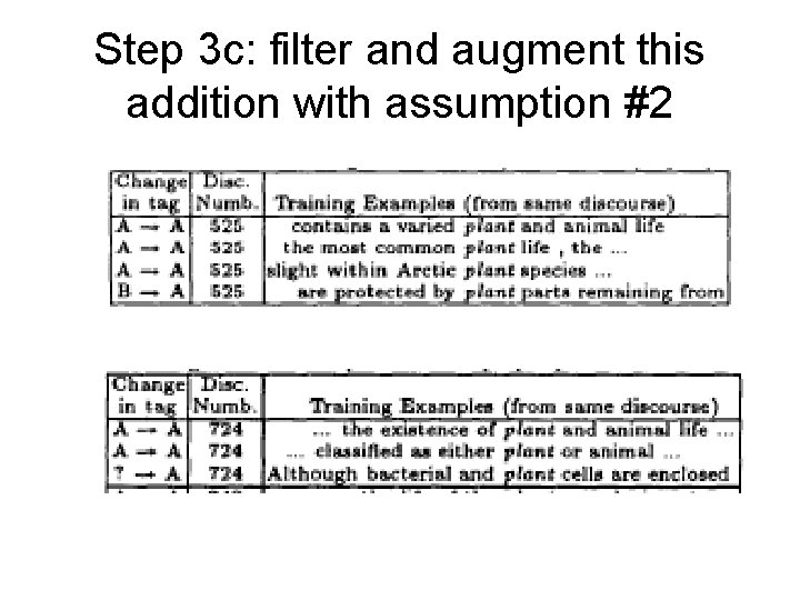 Step 3 c: filter and augment this addition with assumption #2 