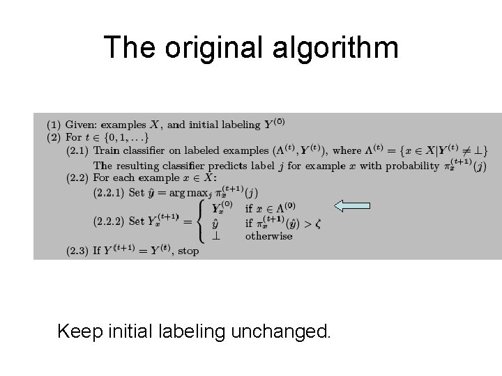 The original algorithm Keep initial labeling unchanged. 