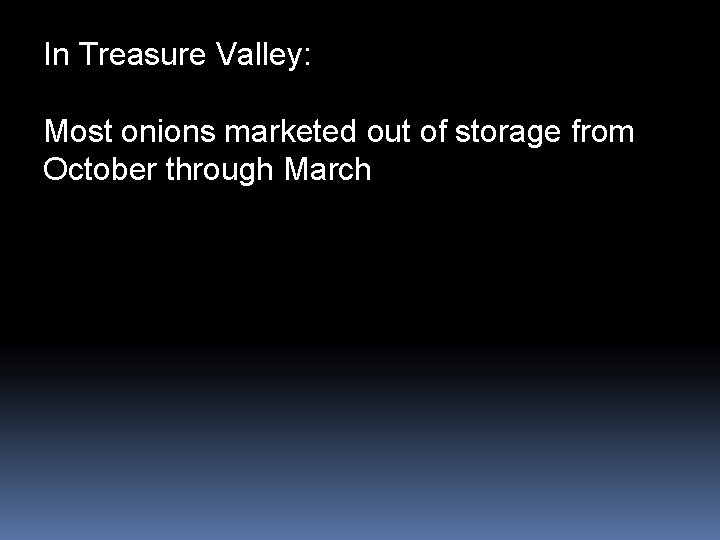 In Treasure Valley: Most onions marketed out of storage from October through March 