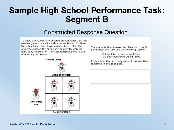 Sample High School Performance Task: Segment B Constructed Response Question Overview of the CAST