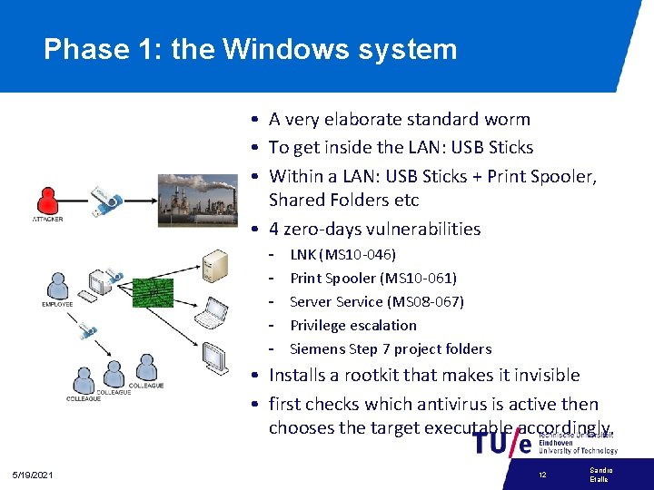 Phase 1: the Windows system • A very elaborate standard worm • To get