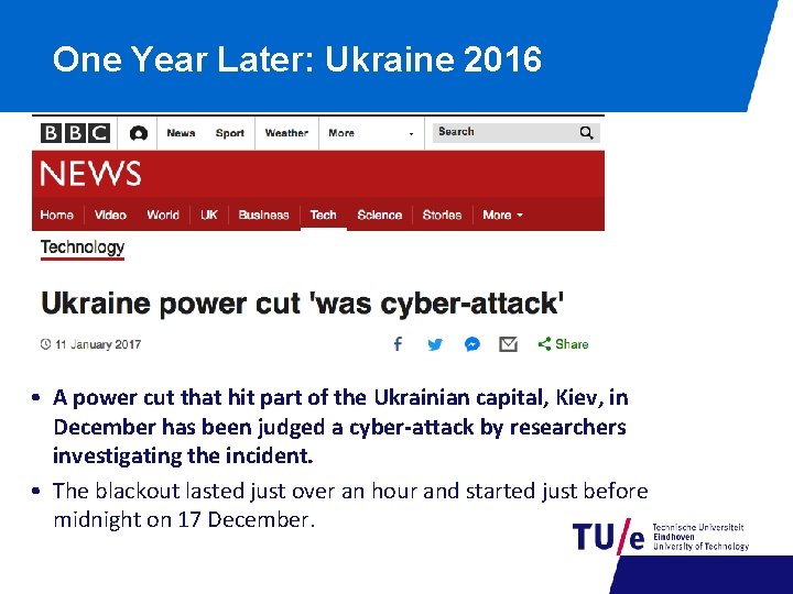 One Year Later: Ukraine 2016 • A power cut that hit part of the