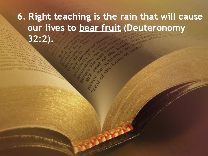 6. Right teaching is the rain that will cause our lives to bear fruit