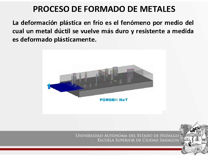 PROCESO DE FORMADO DE METALES La deformación plástica en frío es el fenómeno por