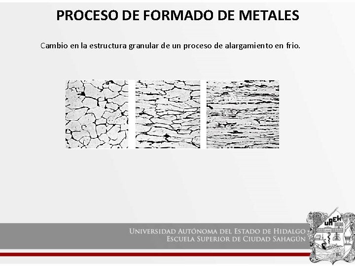 PROCESO DE FORMADO DE METALES Cambio en la estructura granular de un proceso de