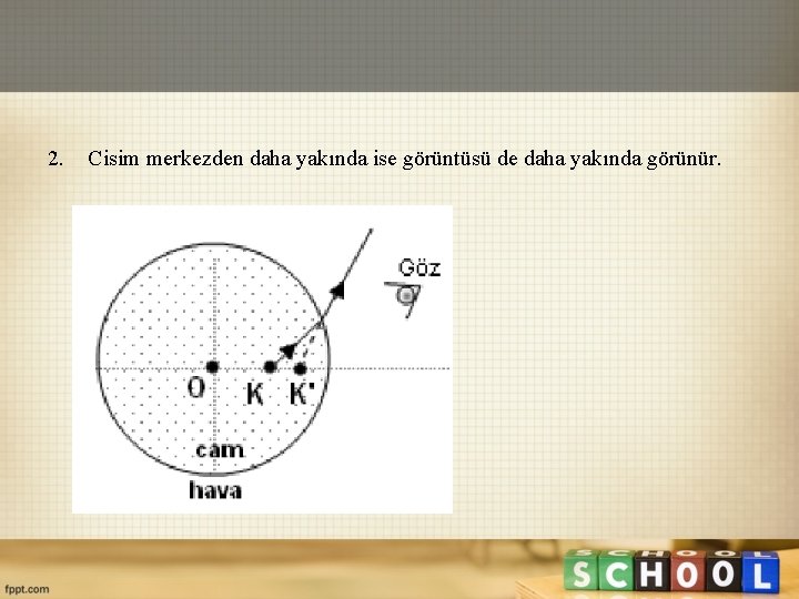 2. Cisim merkezden daha yakında ise görüntüsü de daha yakında görünür. 