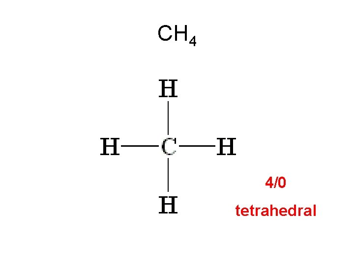 CH 4 4/0 tetrahedral 