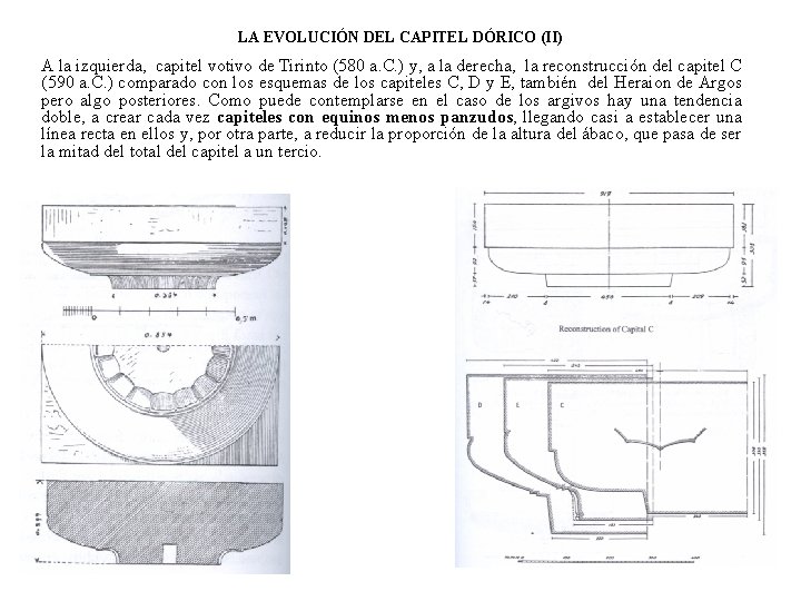 LA EVOLUCIÓN DEL CAPITEL DÓRICO (II) A la izquierda, capitel votivo de Tirinto (580