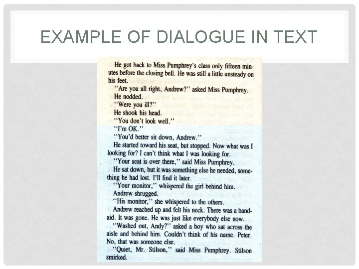 EXAMPLE OF DIALOGUE IN TEXT 