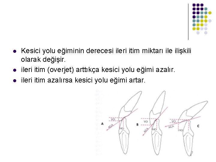 l l l Kesici yolu eğiminin derecesi ileri itim miktarı ile ilişkili olarak değişir.