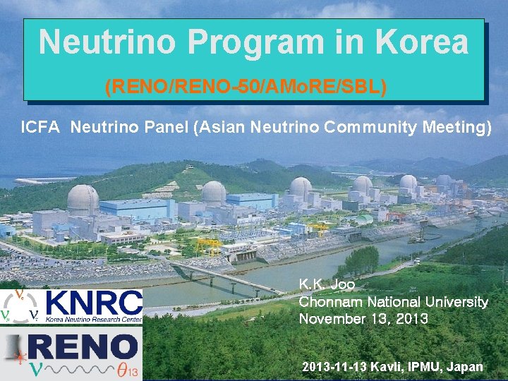 Neutrino Program in Korea (RENO/RENO-50/AMo. RE/SBL) ICFA Neutrino Panel (Asian Neutrino Community Meeting) K.