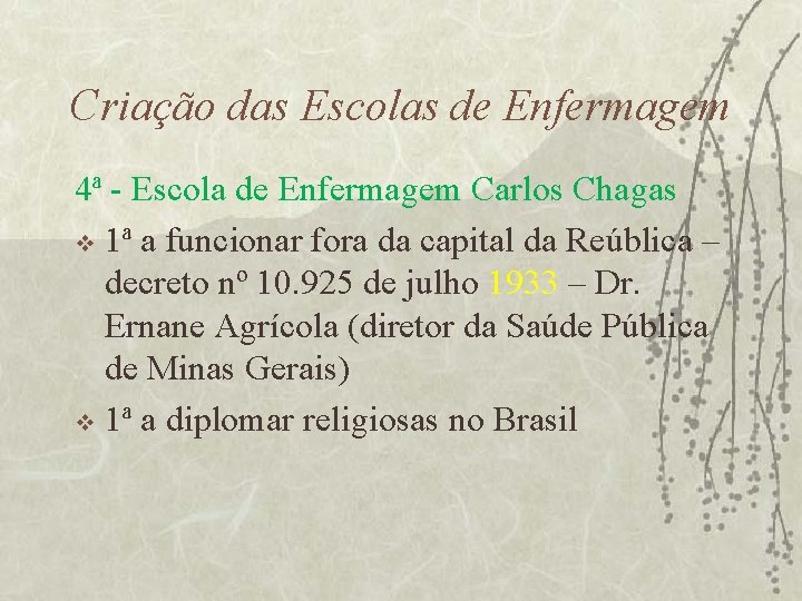 Criação das Escolas de Enfermagem 4ª - Escola de Enfermagem Carlos Chagas v 1ª