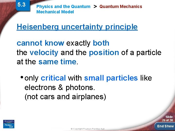 5. 3 Physics and the Quantum Mechanical Model > Quantum Mechanics Heisenberg uncertainty principle