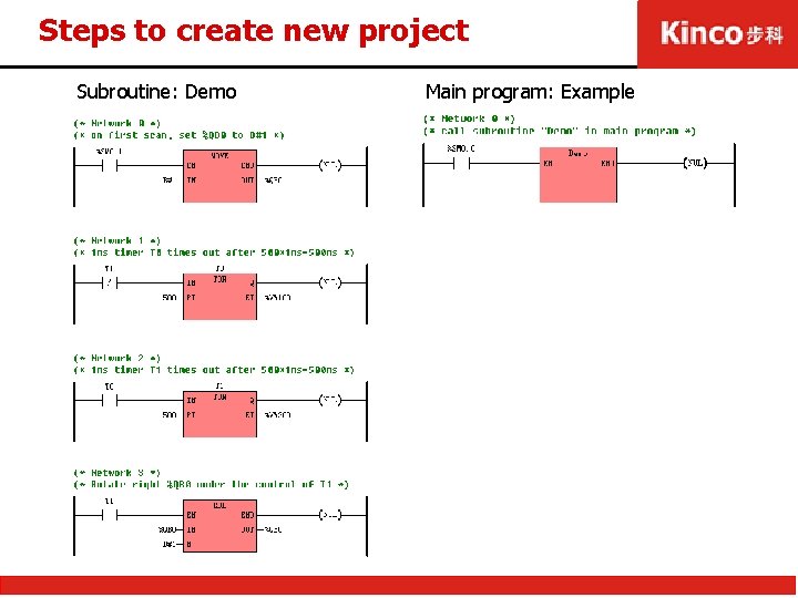 Steps to create new project Subroutine: Demo Main program: Example 