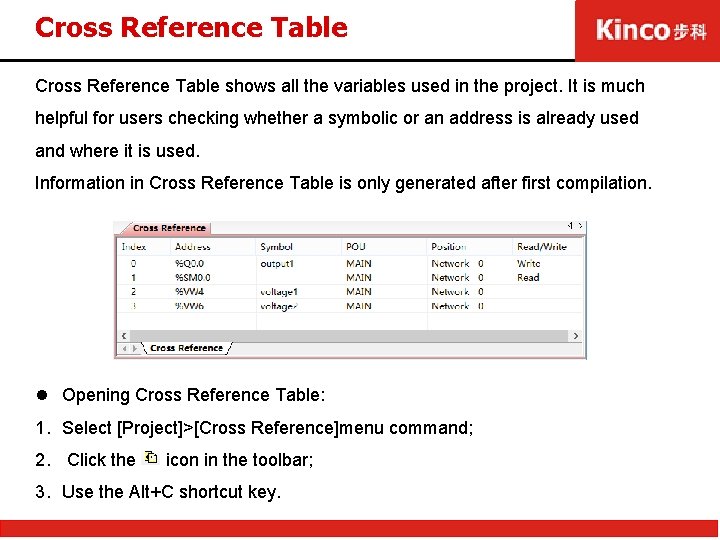 Cross Reference Table shows all the variables used in the project. It is much