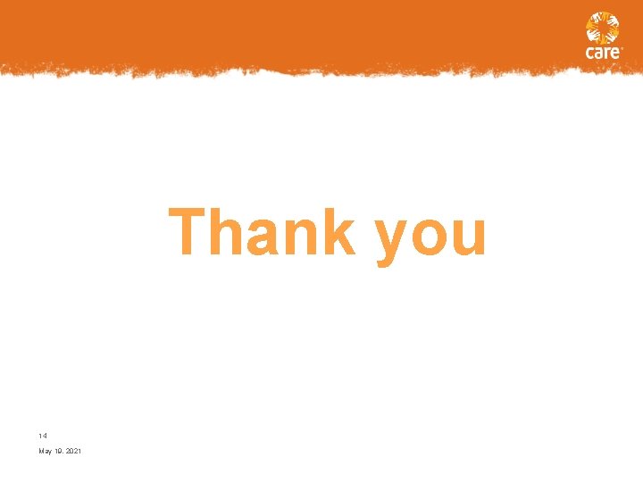 Thank you 14 May 19, 2021 