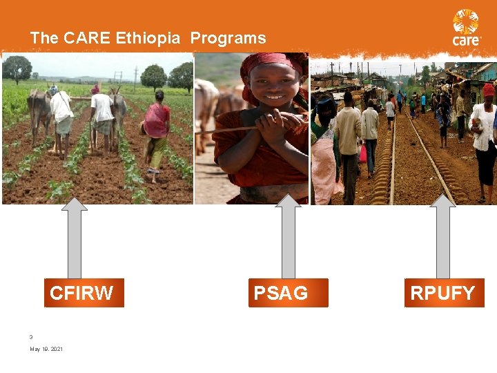 The CARE Ethiopia Programs CFIRW 3 May 19, 2021 PSAG RPUFY 