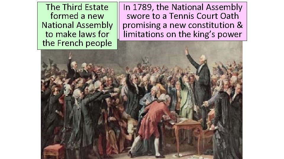 The Third Estate formed a new National Assembly to make laws for the French