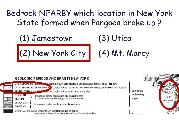 Bedrock NEARBY which location in New York State formed when Pangaea broke up ?