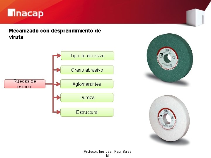 Mecanizado con desprendimiento de viruta Tipo de abrasivo Grano abrasivo Ruedas de esmeril Aglomerantes