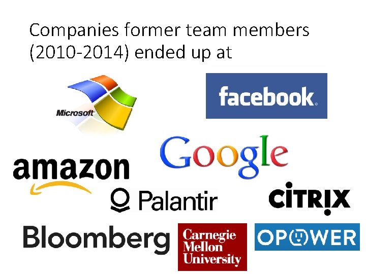 Companies former team members (2010 -2014) ended up at 