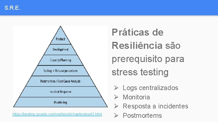 S. R. E. Práticas de Resiliência são prerequisito para stress testing https: //landing. google.