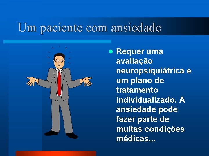 Um paciente com ansiedade l Requer uma avaliação neuropsiquiátrica e um plano de tratamento