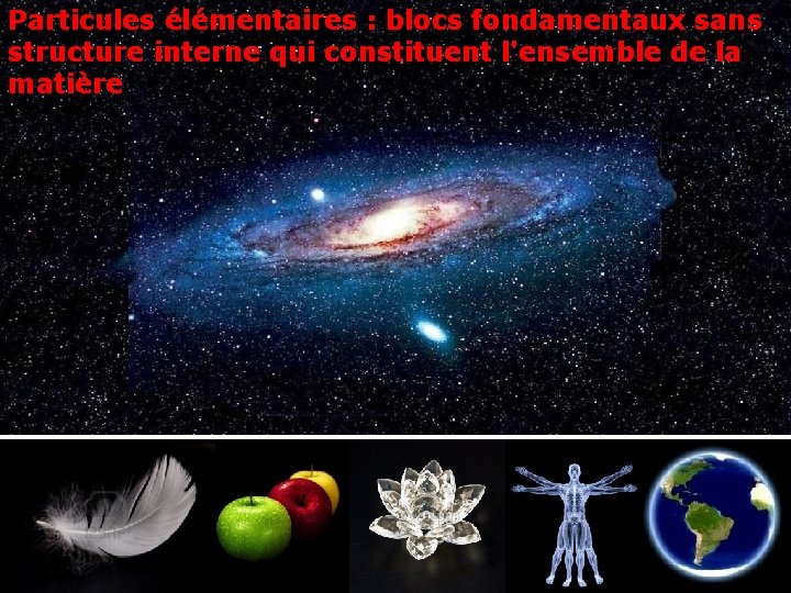 Particules élémentaires : blocs fondamentaux sans structure interne qui constituent l'ensemble de la matière