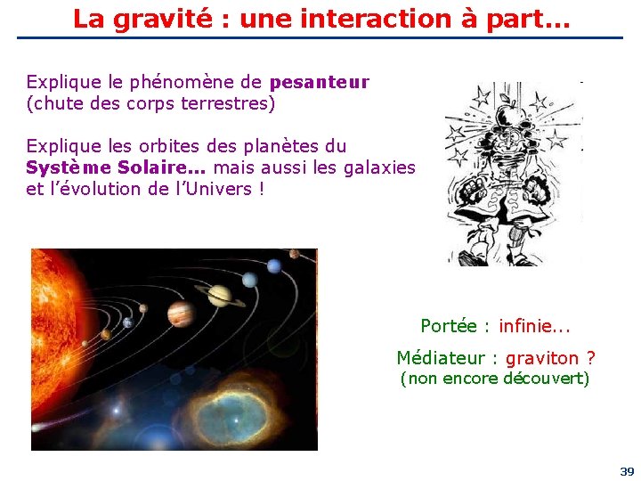 La gravité : une interaction à part. . . Explique le phénomène de pesanteur