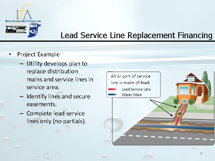 Lead Service Line Replacement Financing • Project Example – Utility develops plan to replace Lead Service Line Replacement Financing • Project Example – Utility develops plan to replace