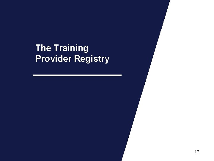 The Training Provider Registry 17 