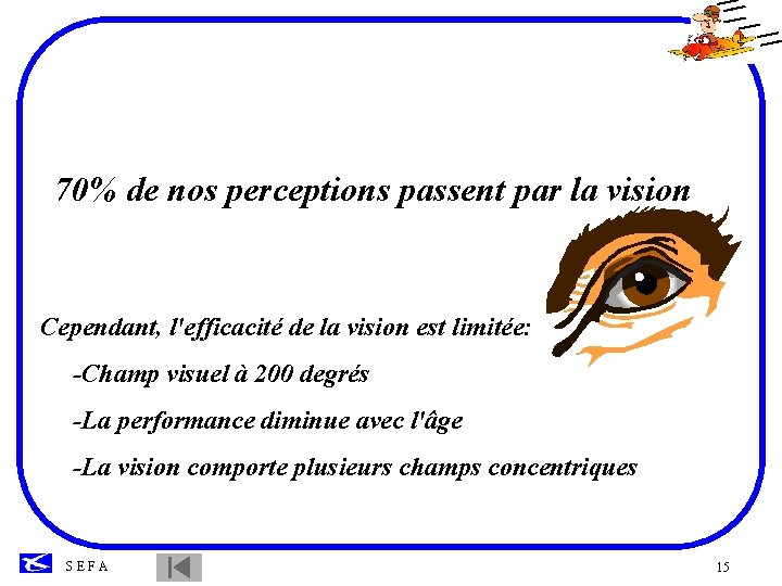 70% de nos perceptions passent par la vision Cependant, l'efficacité de la vision est