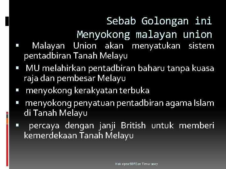 Tingkatan Tiga Bab 2 Malayan Union Dan Persekutuan