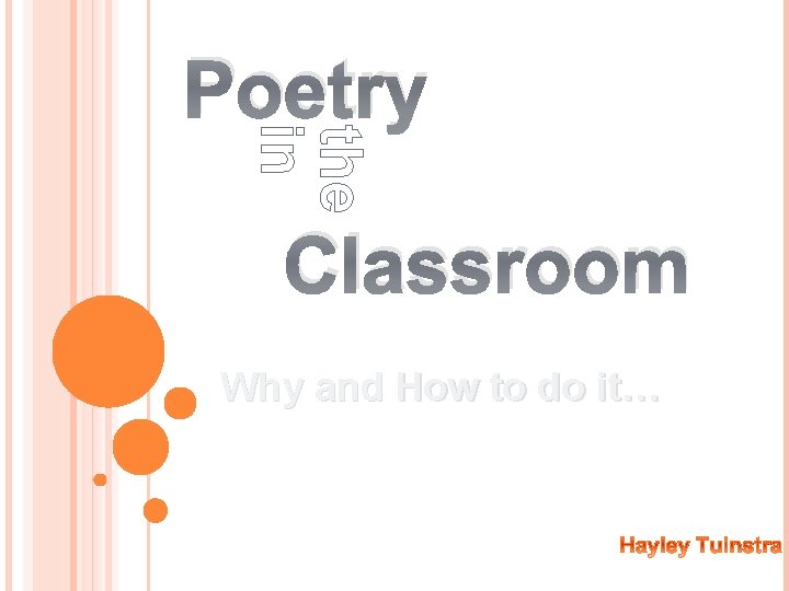 the in Poetry Classroom Why and How to do it… 