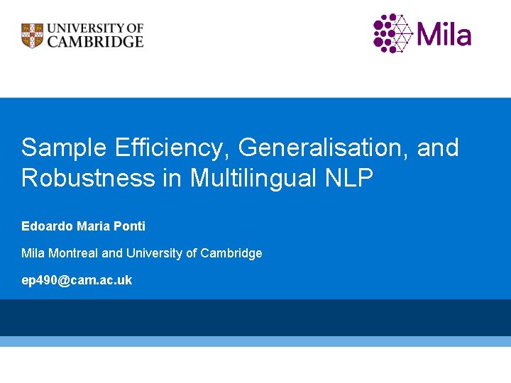 Sample Efficiency, Generalisation, and Robustness in Multilingual NLP Edoardo Maria Ponti Mila Montreal and