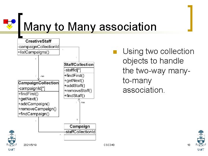 Many to Many association n 2021/5/19 CSC 340 Using two collection objects to handle