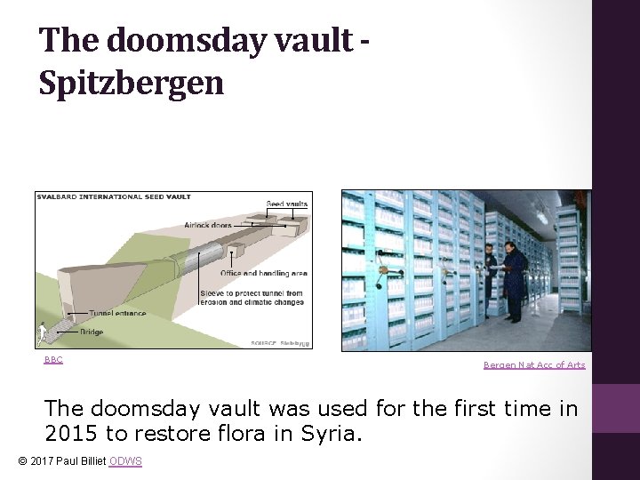 The doomsday vault Spitzbergen BBC Bergen Nat Acc of Arts The doomsday vault was